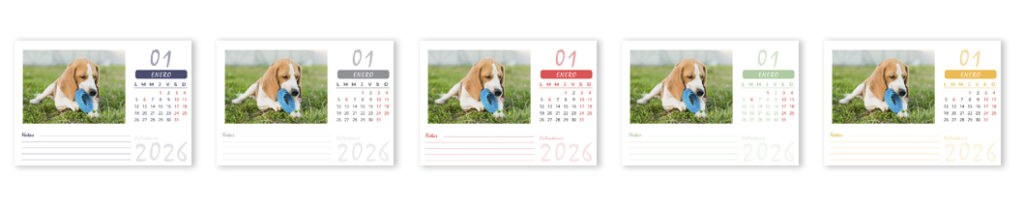 Colores Calendario Sobremesa Personalizado Anual
