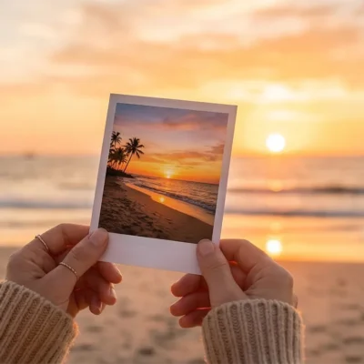 Fotos polaroid impresas con borde blanco para escribir dedicatorias — impresión digital 6 tintas
