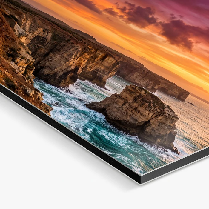 Detalle de impresión directa sobre aluminio Dibond, borde del panel — Fotodalia